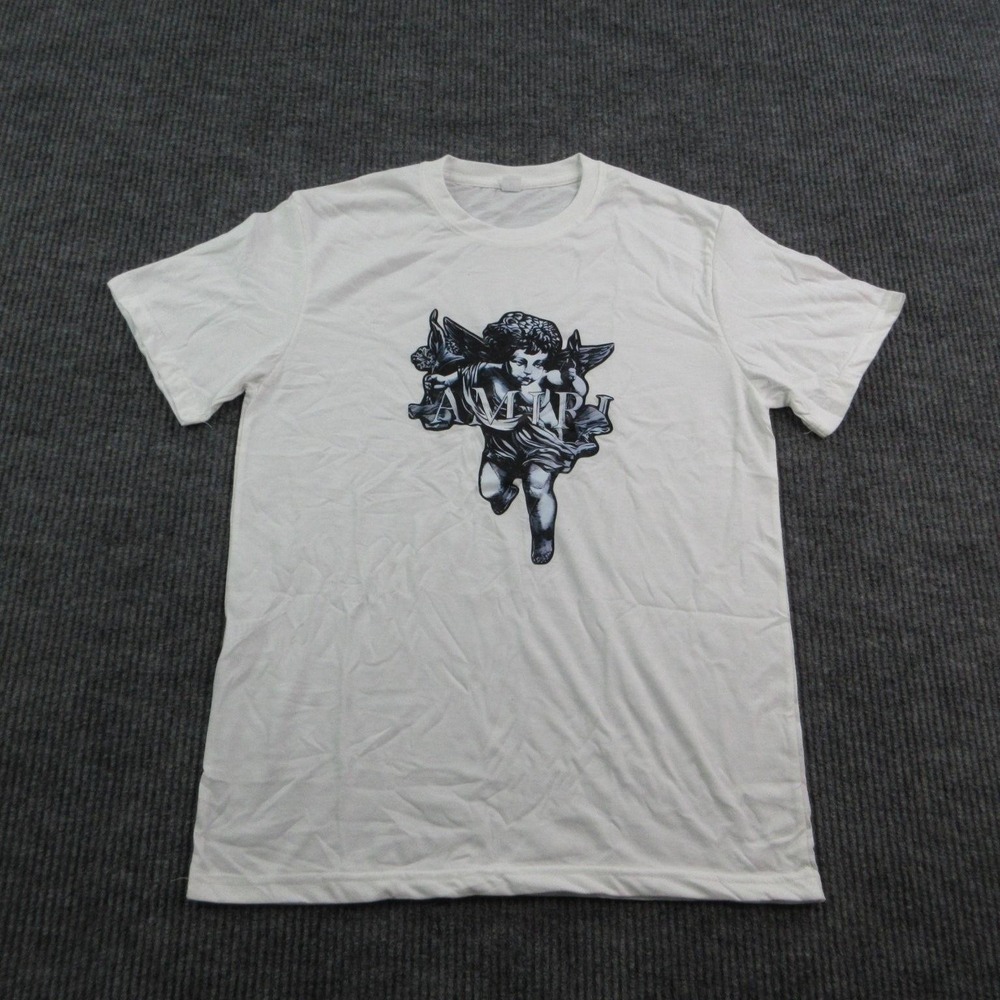 Angel Cherub Shirt Mens M White Short Sleeve Crew Neck Cotton Jersey Graphic Tee